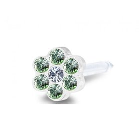 Blomdahl - Kolczyki do przekłuwania uszu - Plastik medyczny - 0% Niklu DAISY 5mm Peridot / Crystal 1szt