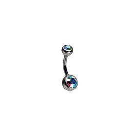 Studex - Banan z dwoma oczkami kryształ górski 10mm/1,6mm