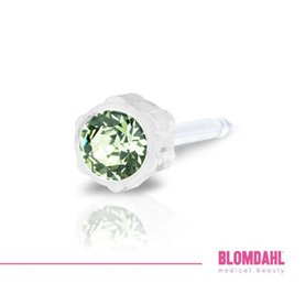 Blomdahl - Kolczyki do przekłuwania uszu - Plastik medyczny - 0% Niklu - Peridot 4mm 1szt