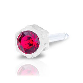 Blomdahl - Kolczyki do przekłuwania uszu - Plastik medyczny - 0% Niklu - Ruby 4mm 1szt