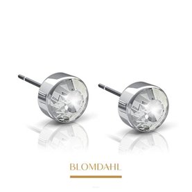 Blomdahl - Kolczyki - Srebrny Tytan Medyczny - Bezel 4mm Crystal 1szt