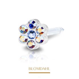 Blomdahl - Kolczyki do przekłuwania uszu - Plastik medyczny - 0% Niklu DAISY 5 mm Rainbow / Alexandrite 1szt