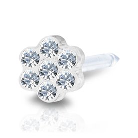 Blomdahl - Kolczyki do przekłuwania uszu - Plastik medyczny - 0% Niklu DAISY 5mm Crystal 1szt