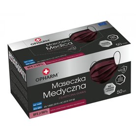 OPHARM - Maseczka Medyczna 50szt DARK RED ( bordo )
