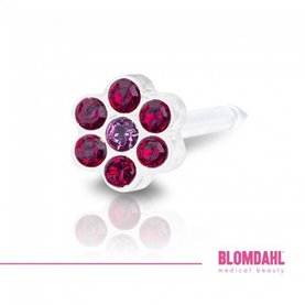 Blomdahl - Kolczyki do przekłuwania uszu - Plastik medyczny - 0% Niklu DAISY 5mm Ruby / Rose 1szt