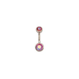 Studex - Banan z dwoma oczkami różowy cyrkon 10mm/1,6mm