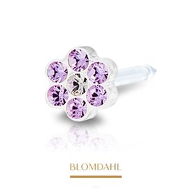 Blomdahl - Daisy Violet/ Crystal 5 mm Plastik medyczny 1szt